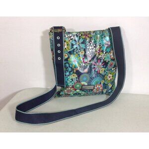 Hadaki Floral Crossbody Bag Purse Blue Pattern